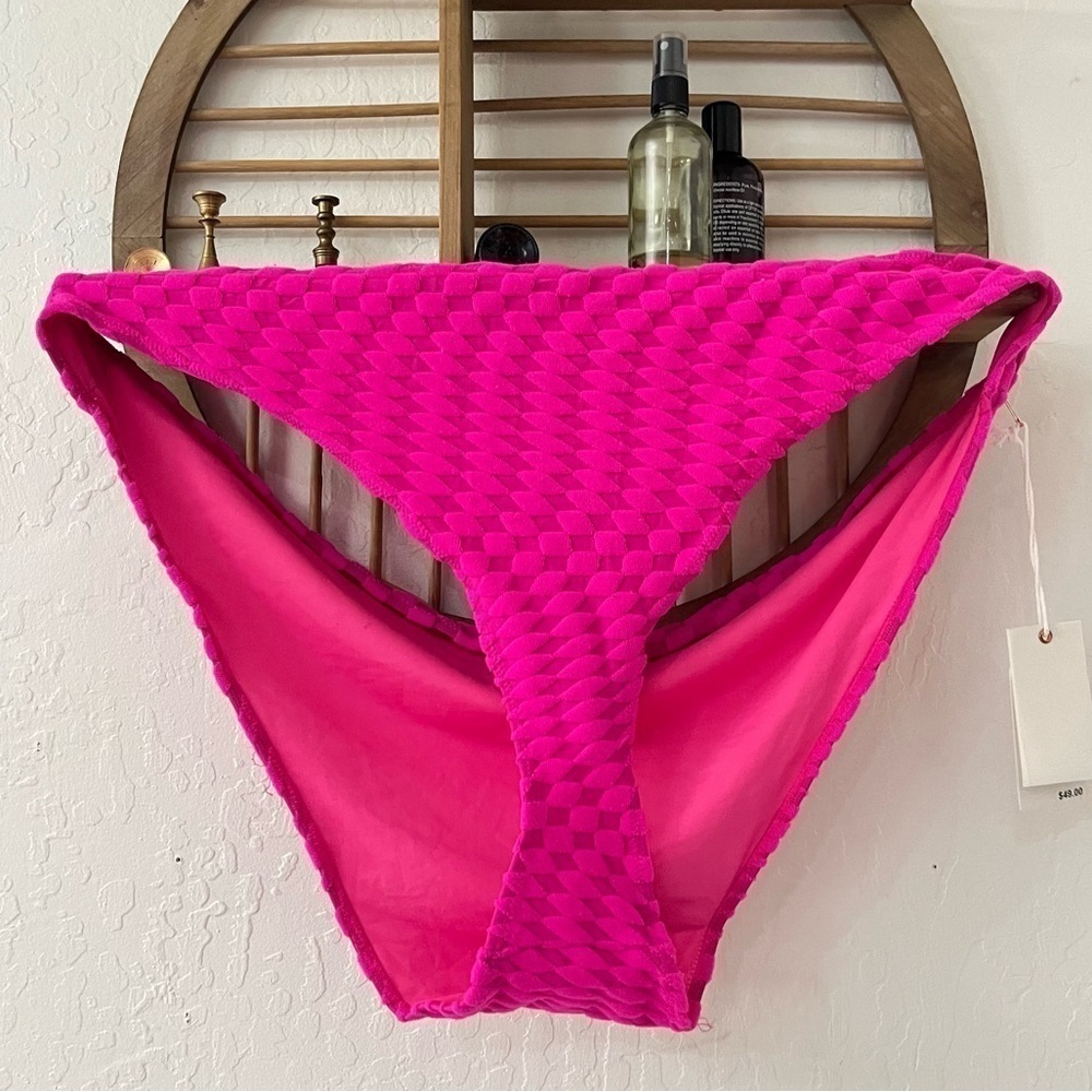 Good American Hot Pink Textured Checkered Swim Bottom X-8